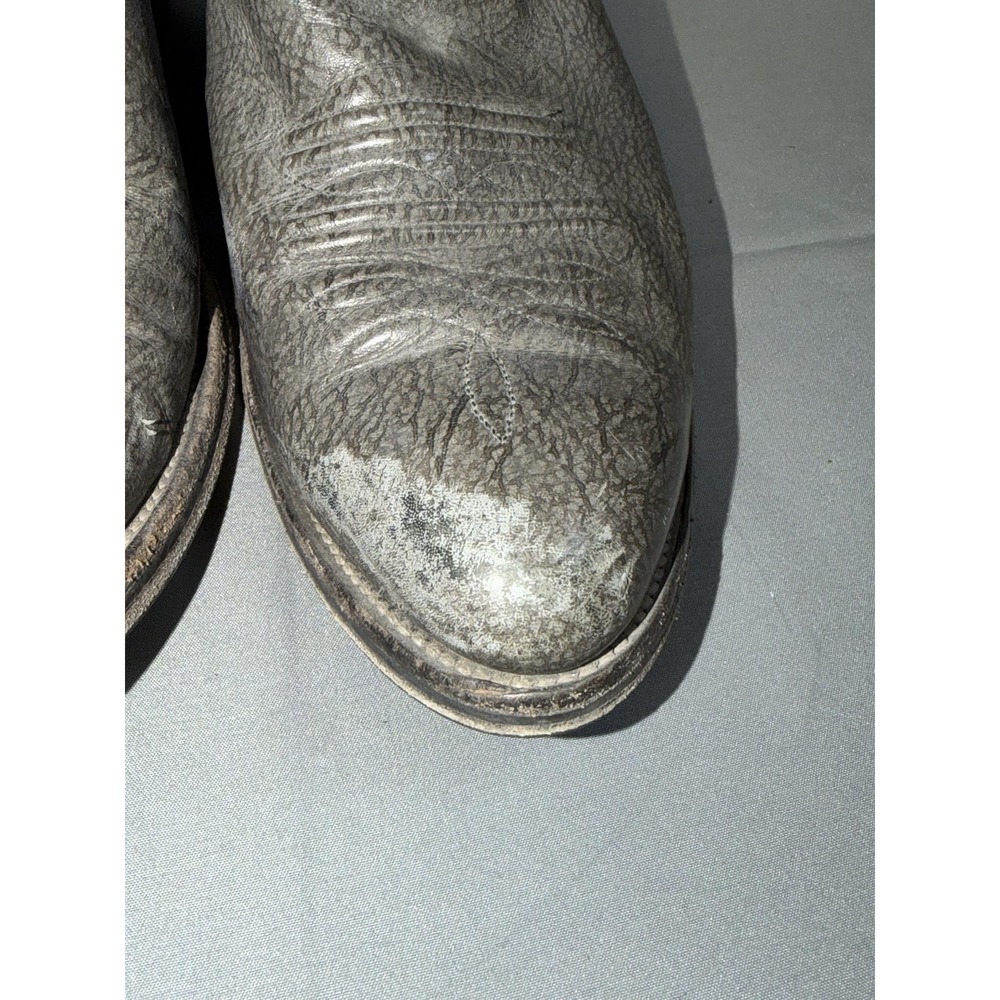Nocona Western Boots Mens Size 8 Gray Leather Pull On Round Toe USA Cowboy - Picture 3 of 16